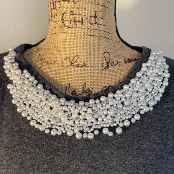 INC International Concepts Pearl Statement Necklace Scoop Neck Sweater - Picture 12 of 16